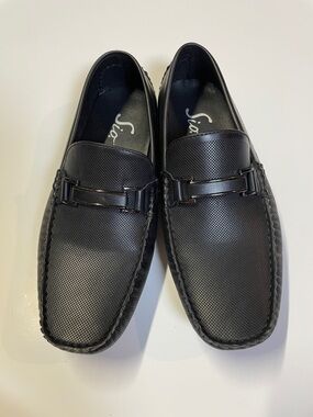 Sio Men’s Black Driving Loafers Slip On Moc Toe Dress Casual Shoes Size 7